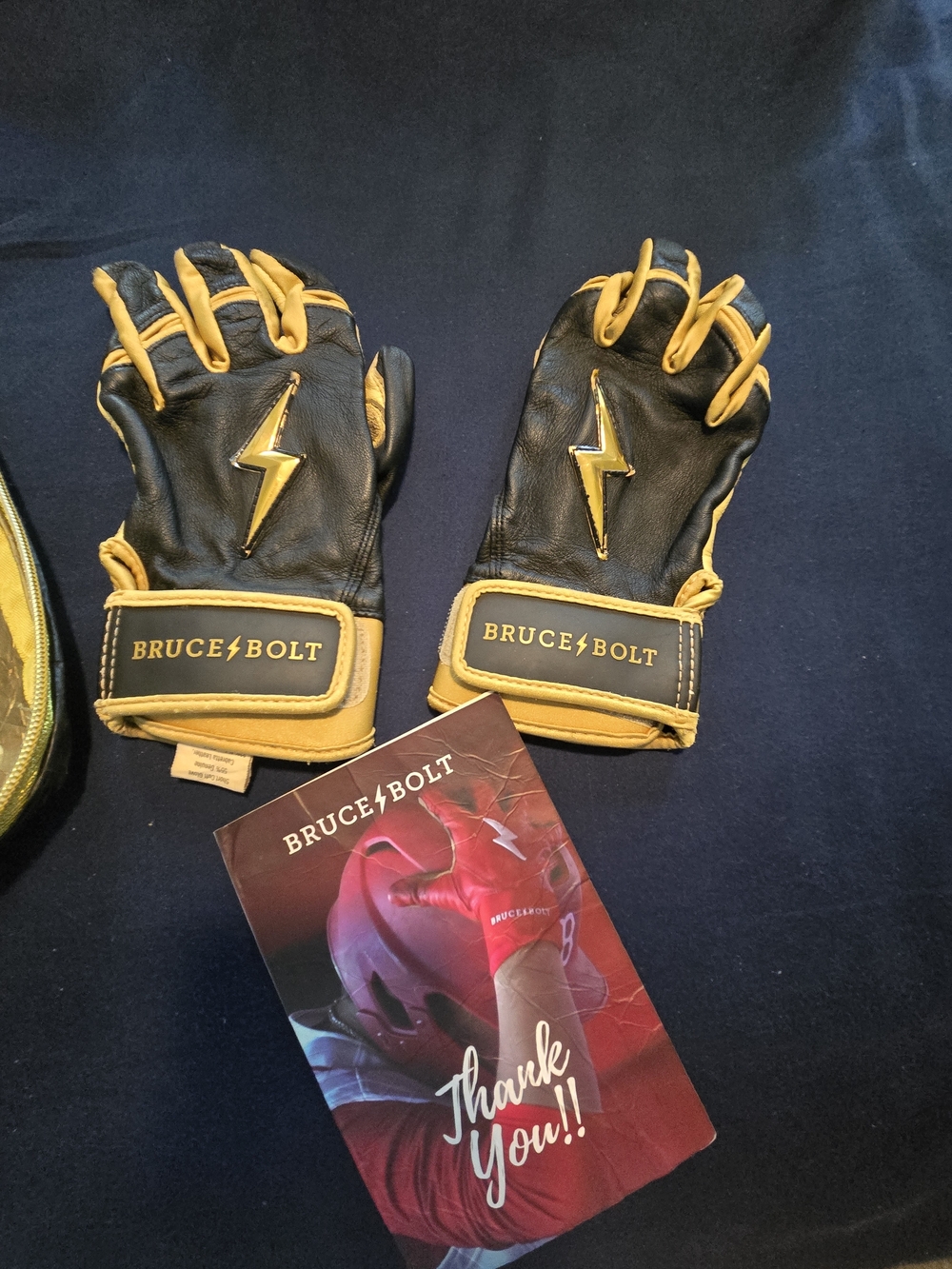Bruce Bolt Men’s Black & Yellow Leather Batting Gloves